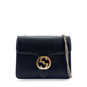 Gucci Interlocking G Dollar Calf Chain Shoulder Bag Small Black